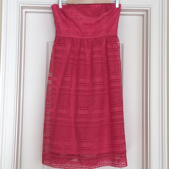 J.Crew Strapless Pink Dress In Mixed Lace - Picture 5 of 13